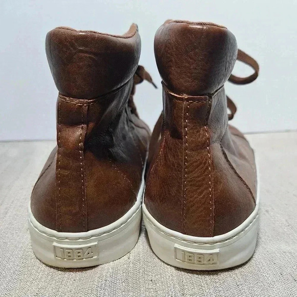 Old Navy Mens High Top Sneaker Cognac Shoes 8 Brown Upper Leather Lace Up 1994 - Picture 6 of 16